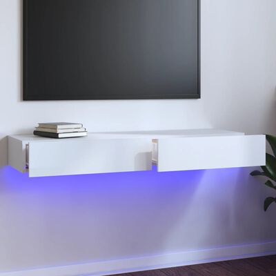vidaXL TV ormarić s LED svjetlima visoki sjaj bijeli 120x35x15,5 cm