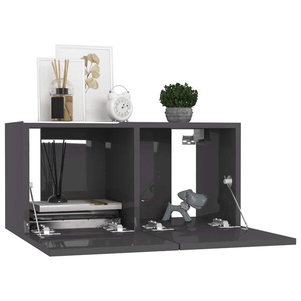 vidaXL 7-dijelni set TV ormarića visoki sjaj sivi konstruirano drvo