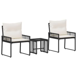 vidaXL Set vanjskog namje&scaron;taja 7 pcs Crna i krem-bijela poliratan