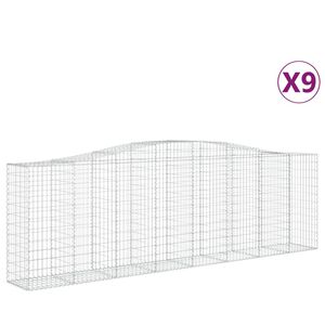 vidaXL Lučne gabionske ko&scaron;are 9 kom 400x50x120/140cm pocinčano željezo