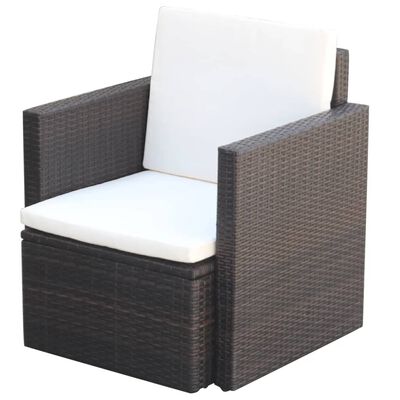 vidaXL Vrtna fotelja s jastucima od poliratana smeđa