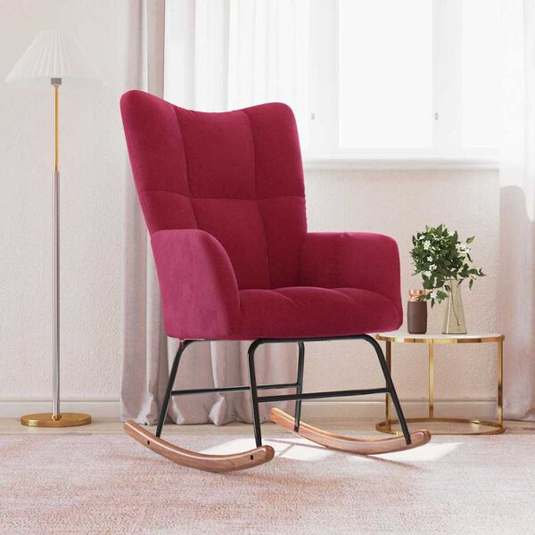 vidaXL Stolica za ljuljanje crvena boja vina bar&scaron;unasta