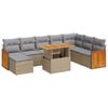 vidaXL 9-dijelni set vrtnih sofa s jastucima bež od poliratana bagrem
