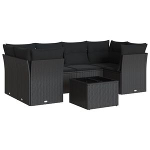 vidaXL 7-dijelni set vrtnih sofa od poliratana s jastucima crni
