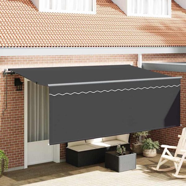 vidaXL Skrovita tenda Antracit 350 x 200 cm tkanina
