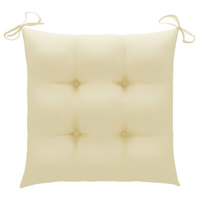 vidaXL Vrtne stolice s krem bijelim jastucima 3 kom masivna tikovina