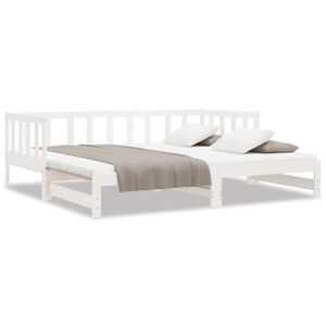 vidaXL Dnevni ležaj na izvlačenje bijeli 2x(90x200)cm masivna borovina