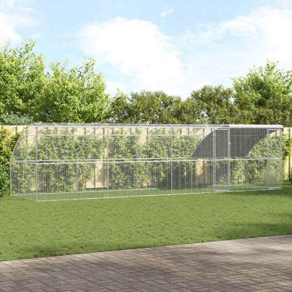 vidaXL Kavez za piliće 4 pcs Srebrno 800 x 200 x 200 cm Čelik i PE