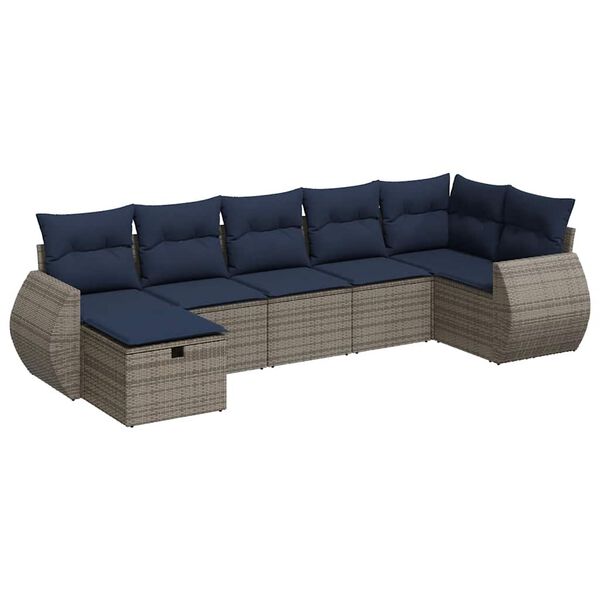 vidaXL 7-dijelni set vrtnih sofa sivi od poliratana