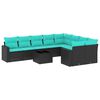 vidaXL 10-dijelni set vrtnih sofa od poliratana s jastucima crni