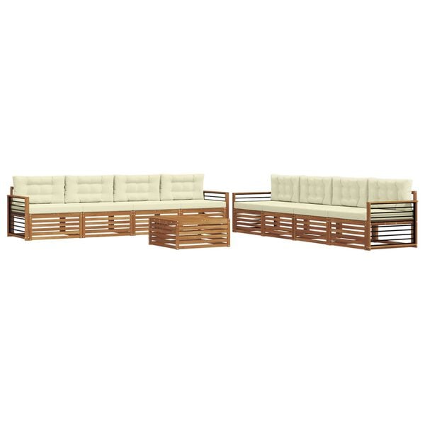 vidaXL Set vanjskih sofa s jastukom 9 pcs Prirodna i krem