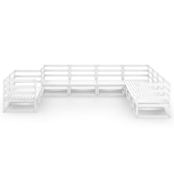 vidaXL 9-dijelna vrtna garnitura od masivne borovine bijela