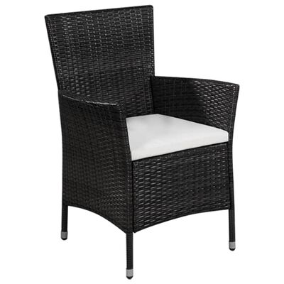 vidaXL Vrtna stolica i tabure od poliratana s jastucima crni