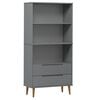 vidaXL Regal za knjige MOLDE sivi 85x35x170,5 cm od masivne borovine