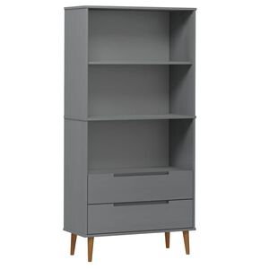 vidaXL Regal za knjige MOLDE sivi 85x35x170,5 cm od masivne borovine