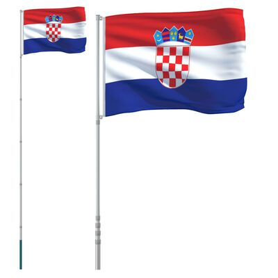 vidaXL Hrvatska zastava i jarbol 5,55 m aluminijski