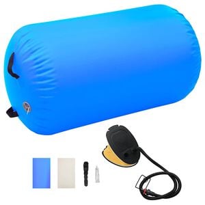 vidaXL Gimnastički valjak na napuhavanje s crpkom 100x60 cm PVC plavi