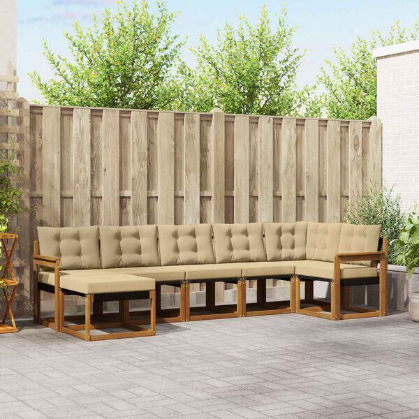 vidaXL Set vanjskih sofa s jastukom 7 pcs Prirodna i bež