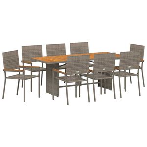 vidaXL Vrtni set za objed 9 pcs Siva poliratan