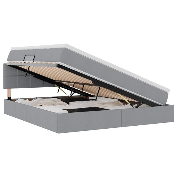 vidaXL Krevet s prostorom za pohranu s LED-om Svijetlo siva tkanina
