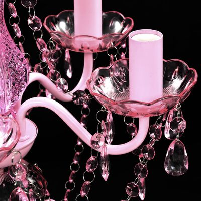 vidaXL Kristalna svjetiljka s 5 žarulja ružičasta
