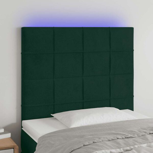 vidaXL LED uzglavlje tamnozeleno 80x5x118/128 cm bar&scaron;unasto