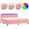 vidaXL Krevet box spring s madracem LED ružičasti 200x200cm bar&scaron;unasti
