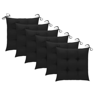 vidaXL Vrtne stolice s crnim jastucima 6 kom od masivne tikovine
