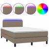 vidaXL Krevet box spring s madracem LED smeđesivi 120 x 200 cm tkanina