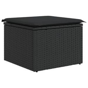 vidaXL Vrtna stolica s jastukom crna 55x55x37 cm poli ratan