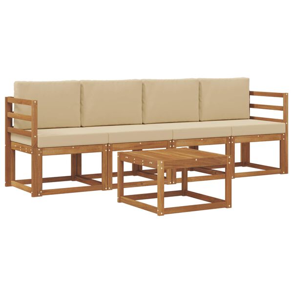 vidaXL Set vanjskih sofa s jastukom 5 pcs Prirodna i bež