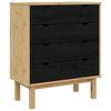 vidaXL Komoda OTTA Crna 76,5 x 39,5 x 90 cm Masivna borovina