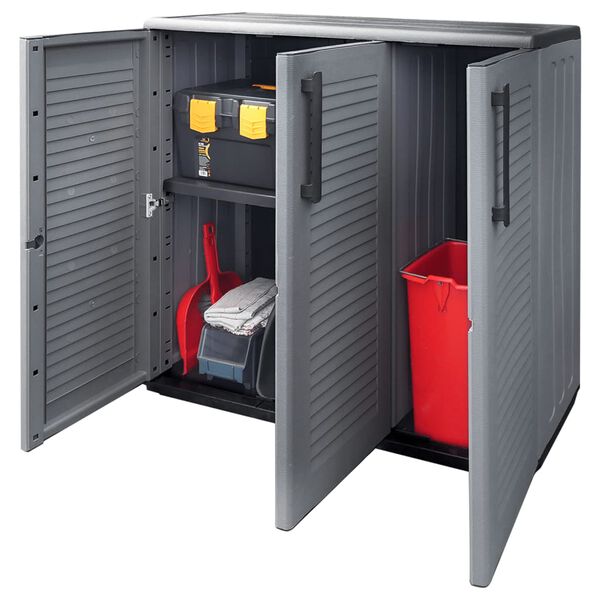 vidaXL Vrtni ormarić za pohranu sivo-crni 102 x 37 x 84 cm PP