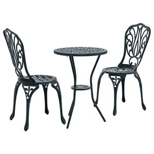 vidaXL Bistro set za vrt 3 pcs Zelena Aluminij