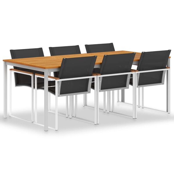 vidaXL 7-dijelni vrtni blagovaonski set od masivne tikovine i čelika