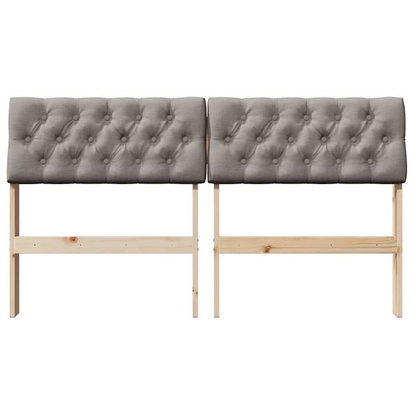 vidaXL Tapecirani uzglavlje Sivo-smeđa 140 cm Čvrsto borovo drvo