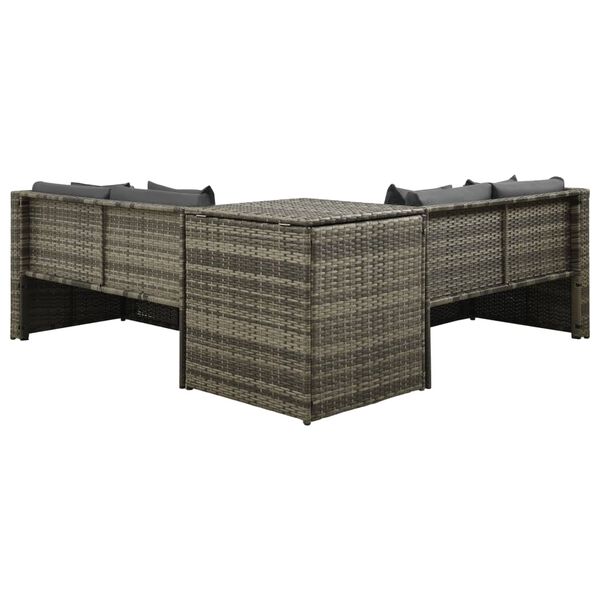 vidaXL 4-dijelna vrtna garnitura od poliratana s jastucima siva