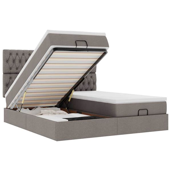 vidaXL Otomanski okvir kreveta s madracima smeđesivi 180x200cm tkanine