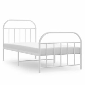 vidaXL Metalni okvir kreveta uzglavlje i podnožje bijeli 90x190 cm