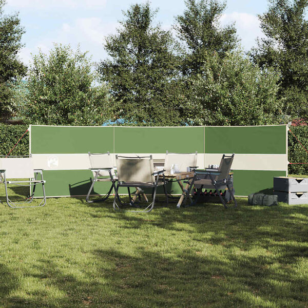vidaXL Vjetrobran za kampiranje zeleni 490x123 cm vodootporni