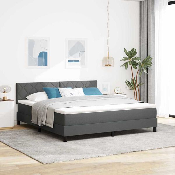 vidaXL Boxspring krevet s madracem Tamno siva 180 x 200 cm tkanina