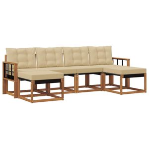 vidaXL Set vanjskih sofa s jastukom 6 pcs Prirodna i bež