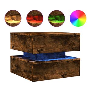 vidaXL Ormarić za uzglavlje LED boja dimljenog hrasta 50x50x40 cm