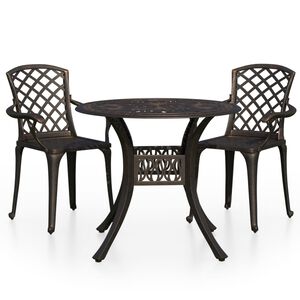 vidaXL 3-dijelni bistro set od lijevanog aluminija brončani