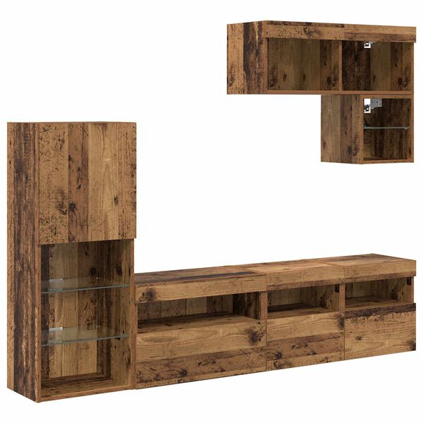 vidaXL TV zidne jedinice Zidne 6 pcs Staro drvo Konstruirano drvo