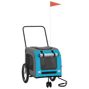 vidaXL Prikolica za bicikl za ljubimce plavo-siva od tkanine i željeza