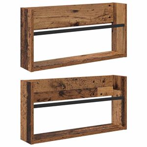 vidaXL Polica za časopise s policom 2 pcs Staro drvo 60 x 12 x 30 cm
