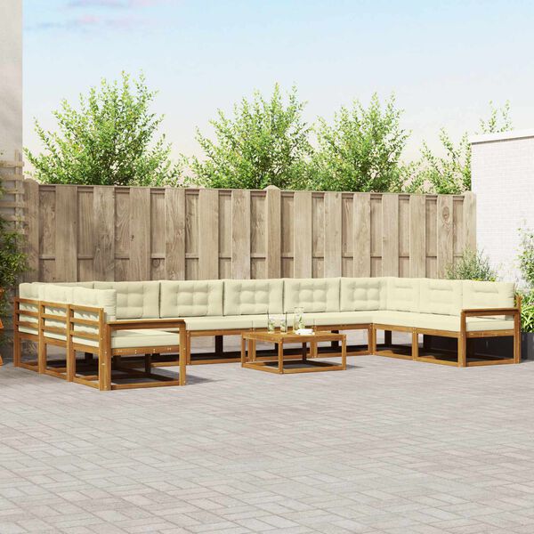 vidaXL Set vanjskih sofa s jastukom 11 pcs Prirodna i krem