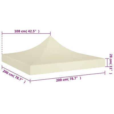 vidaXL Krov za šator za zabave 2 x 2 m krem 270 g/m²