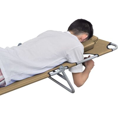 vidaXL Sklopiva ležaljka za sunčanje s jastukom i podesivim naslonom bež